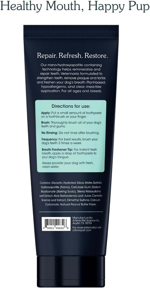 4oz Remineralizing Dog Toothpaste Vet-Grade, with Nano-Hydroxyapatite, Reverses Early-Stage Decay, Cleans Teeth