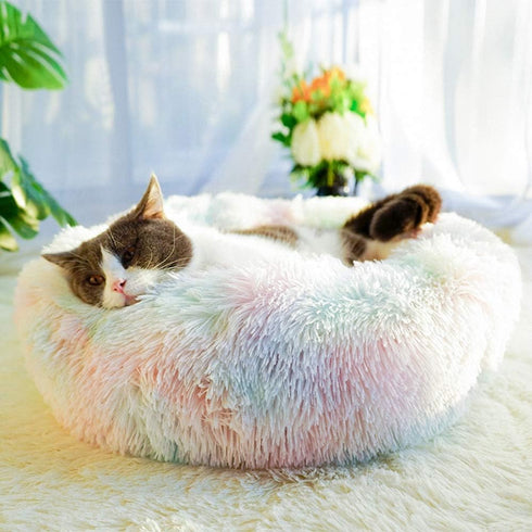 Otoez Kitten Puppy Bed, Extra Small Round Dog Cat Anti Anxiety Plush Bed with Non-Slip Waterproof Bottom