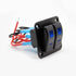 FXC Rocker Switch Aluminum Panel, 2 Gang Toggle Switches Dash, 5 Pin ON/Off, 2 LED Backlit for Boat Car Marine Blue