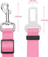 Elisel 2 Packs Adjustable Length Pet Dog Cat Car Seat Belt, Pet Accessories for Dogs Cats (Pink)