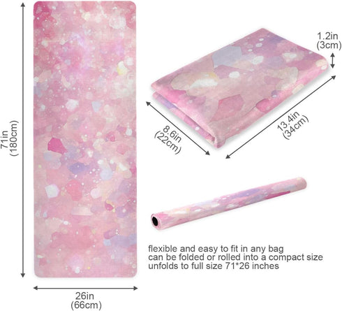 WDdZzyy 71x26 inches Fake Glittering Stars Baby Peach printed yoga mat bulk for men, natural rubber non slip, with yoga