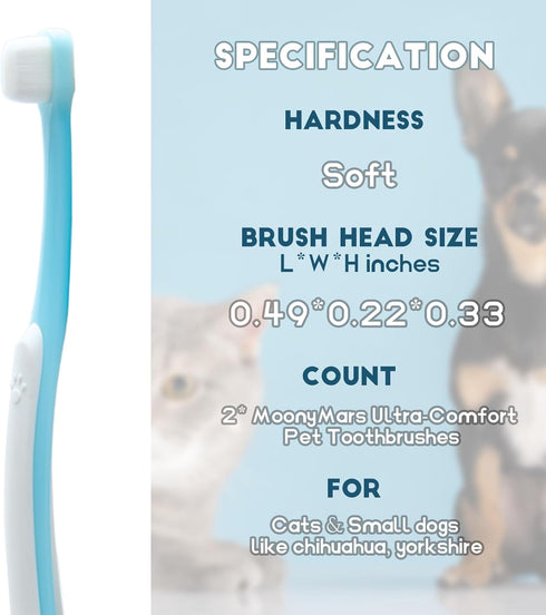 2 Small Dog Toothbrush, Cat & Puppy Tooth Brushing Kit, Ultra Soft & Mini Head Tooth Brush for Kitten & Tiny Pet, Doggy
