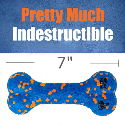 Super Tough Dog Bone, Blue - Tough Toy for Aggressive Chewers, Soft Fetch Dog Toy for Indoor and Outdoor Play