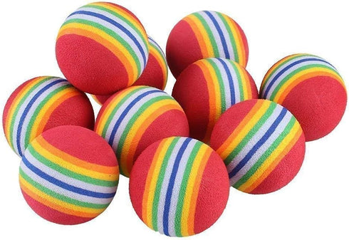 Colorful Soft Foam Rainbow Play Balls for Pet Dog and Cat Toys, 12 Count