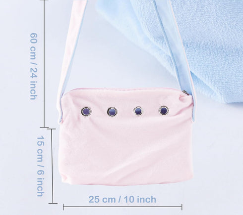 Set) Meow&Woof Sugar Glider Bonding Pouch Bundle Small Pet Carrier Bag Sling with Strap (Blue + Pink Critter Cuddler