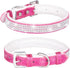 Adjustable Dazzling Sparkling Leather Bling Dog Collar, Crystal Diamond Dog Collar for Small Dogs, Rhinestone Cat