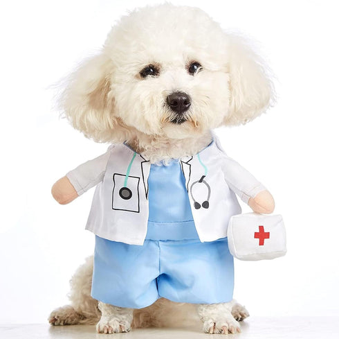 Dog Cat Doctor Costume - Funny Halloween Costumes for Small Dogs & Cats, Cosplay Party Outfit (Doctor, X-Small)