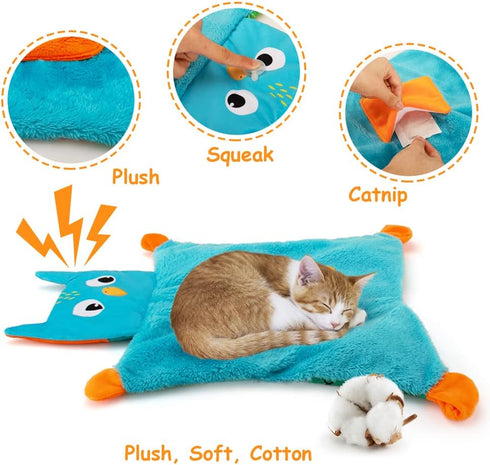 AWOOF Interactive Catnip Mat - Soft and Fun Cat Toy for Indoor Cats