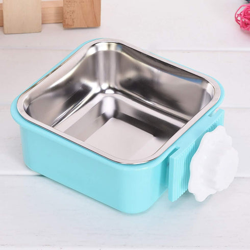 Crate Dog Bowl, Stainless Steel Removable Hanging Food Water Bowl, Pet Cage Bowls with Bolt Holder, Pack of 2