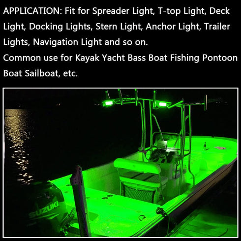 Shangyuan 2pcs Pontoon Boat Docking Light - Marine LED Spreader & Navigation Lights, Green
