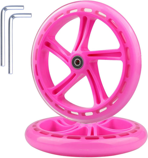 2-Pack 200mm Scooter Wheels - 8-Inch Pink Wheels for Razor A5, Lascoota,