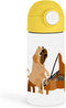 Funny Dog Lover 12oz Kids Yellow Bottle A playful pug dog playing