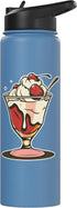 Funny Frozen Dessert Shirts and Giveaways Ice Cream Sundae Drawing Sorbet Stainless Steel Insulated Water Bottle