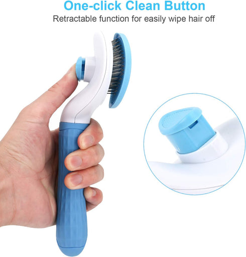 Depets Self Cleaning Slicker Brush, Dog Cat Bunny Pet Grooming Shedding Brush for Long or Short Hair