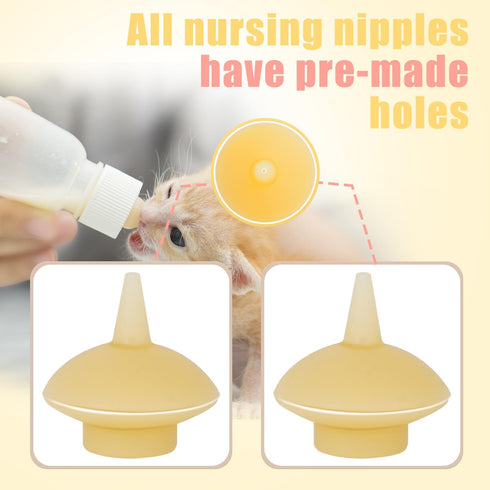 4) Mini Pet Feeding Bottle and Syringes with Nipples for Small Cat Dog Animals (Model