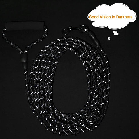 Vivifying Long Dog Leash, 20ft Reflective Training Leash for Outside, Soft Handle for Beach and Swimming (Black)