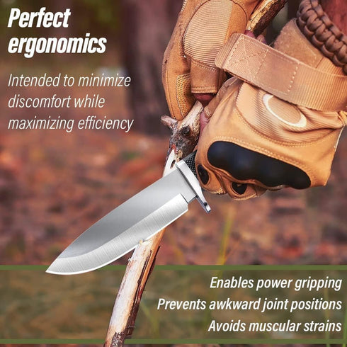 Hunting Knife with Sheath - Best Tactical Camping, Hiking, and Bushcraft Knife for Men, Fixed Blade Sharp Knife with