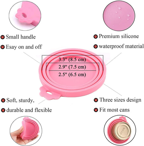 Universal BPA Free Silicone Pet Can Cover Lids for Dog and Cat Food - One Can Cap Fits Most Standard Size (4 Pack)