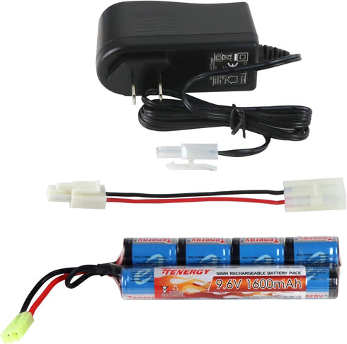 Tenergy RC Battery Charger and 9.6V NiMH 1600mAh Rechargeable Butterfly Battery Pack with