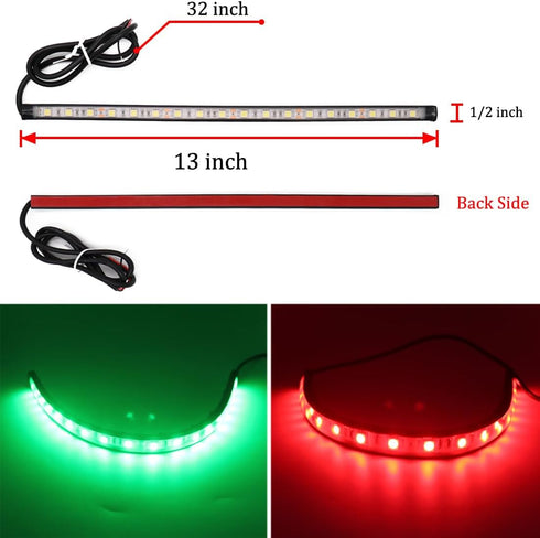 IP67 Botepon Navigation Lights - LED Bow Lights, Green & Red, Night Fishing, Deck, Waterproof for Pontoon, Dinghy