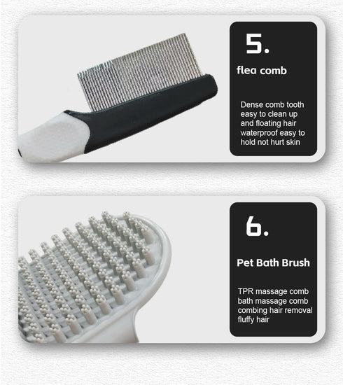 PetRivia 6-in-1 Dog Grooming Kit for Dogs at Home, Pet Grooming Kit with Slicker Brush, Dematting Tool, Stainless Steel