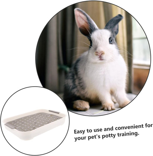 10.62X7.40X1.57 Inch Rabbit Litter Box Rectangular Small Pet Toilet with Raised Fence Non-Slip Bottom for Bunny