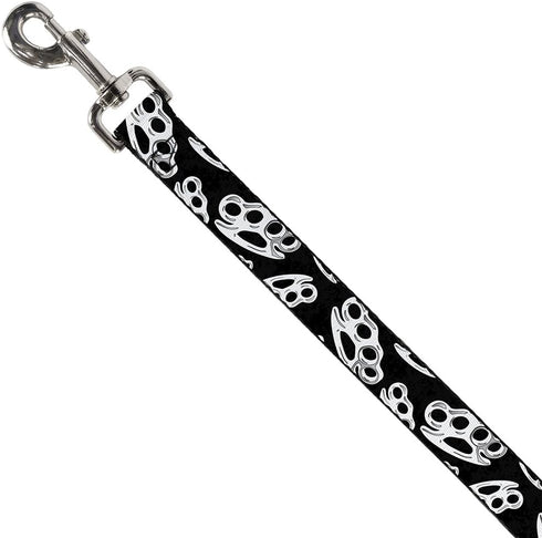 Buckle-Down Pet Leash - Brass Knuckles Black/White - 4 Feet Long - 1" Wide