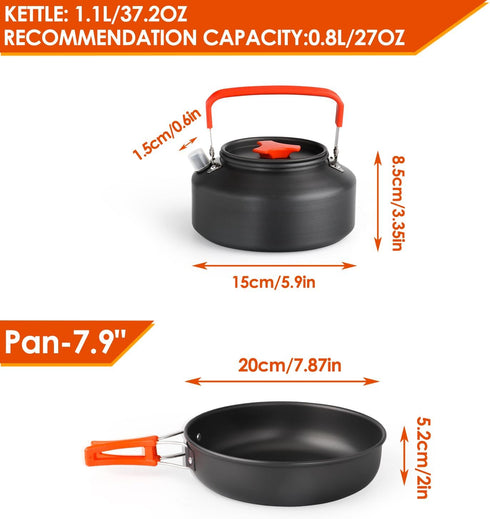 Gutsdoor Camping Cookware Set, Lightweight Stackable Non-Stick Cooking Equipment with Storage Bag for Outdoor