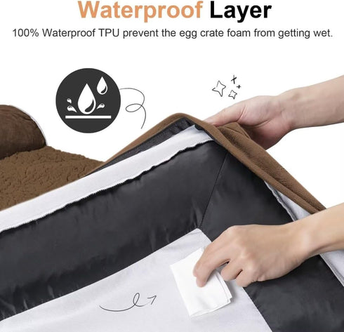 Large Orthopedic Dog Bed: Washable Bolster XL Bed for Medium Large Dogs, Waterproof Couch Sofa with Removable Cover -