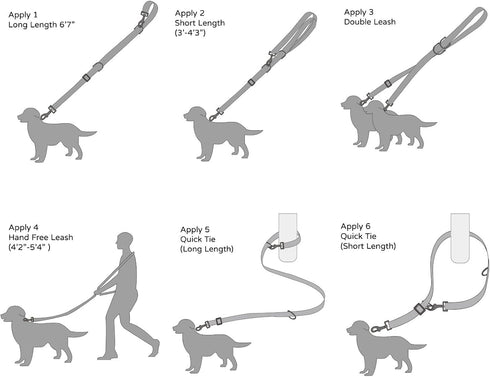 6in1 Multifunctional Dog Leash, Hands Free, Adjustable Length 6ft7in, Forest Print, (S)-Width 3/4", for Small and