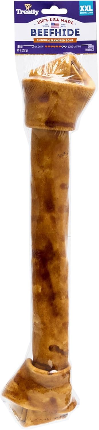 USA Beefhide Bones 15-17" Dog Chew Treats, Chicken Flavor, 1 Count/1 Pack