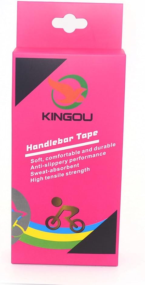 KINGOU Handlebar Tape, Luxury PU Leather Bar Wrap for Fixed Gear/Road Bike with 2 Reflective Plugs