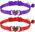 2 Pcs Cat Collars - Heart Bling Breakaway with Bell, Adjustable Nylon for Kitty (Red + Purple)