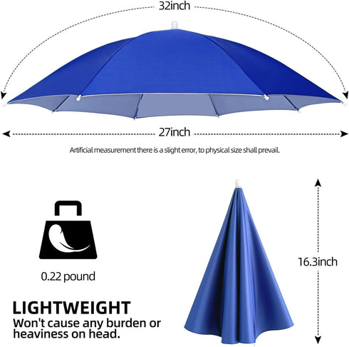 Umbrella Hat with Elastic Headband - Hands-Free Umbrella for Women Men