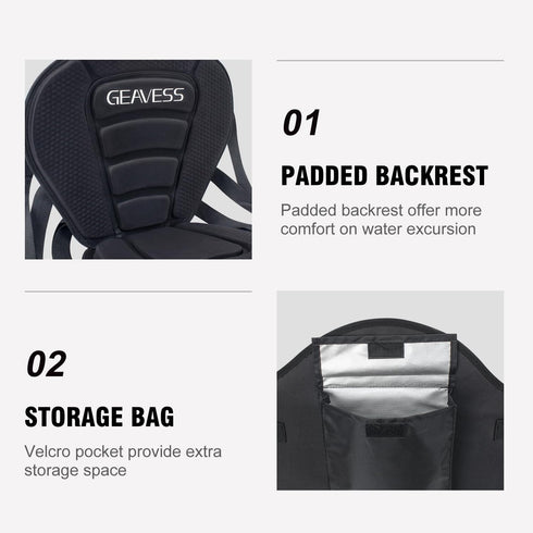 Universal Adjustable Kayak Seat, Fishing Boat Seat with Storage Bag for Kayaking and Canoeing