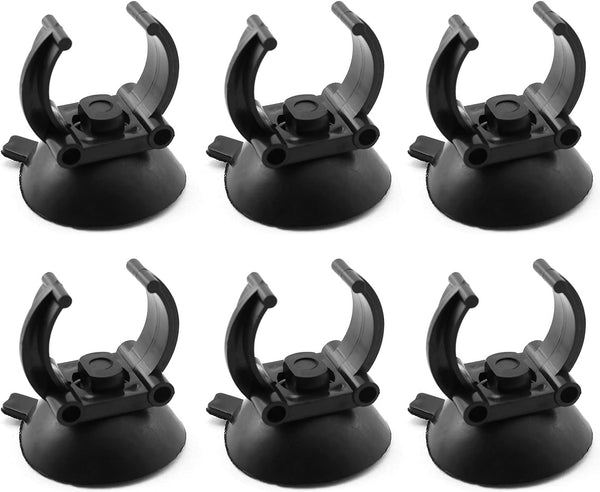 Sucker Clip 6PCS Black Aquarium Heater Suction Cups Holders Clamps for Fish Tank