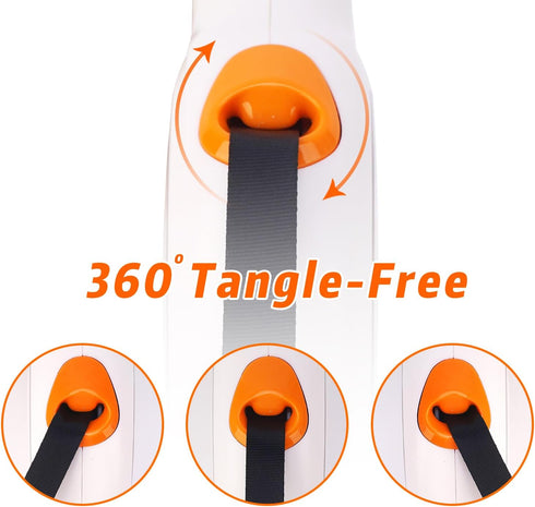 Retractable Dog Leash, 16 ft Strong Nylon Tape Lead for Pets up to 110lbs, Tangle-Free & Anti-Slip Handle