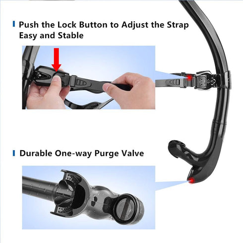 Swim Snorkel for Adult Swimmers, Snorkeling Gear for Pool and Open Water Training, Silicone Mouthpiece with One-Way