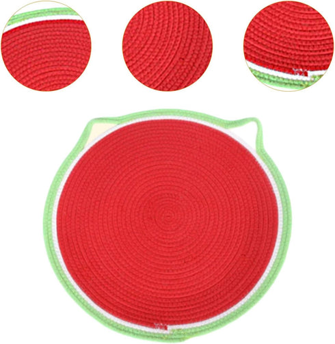 Generic 19.69inch Floor Cat Scratching Mat Active Play Round Cotton Rope Wear Resistant Kitten Scratcher Lounge Mat
