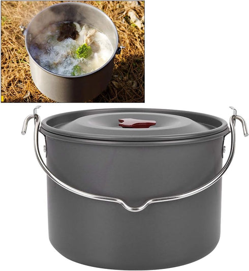 Portable Lightweight Camping Pot Set for Outdoor Cooking, Hanging Camping Pot for Hiking Adventure