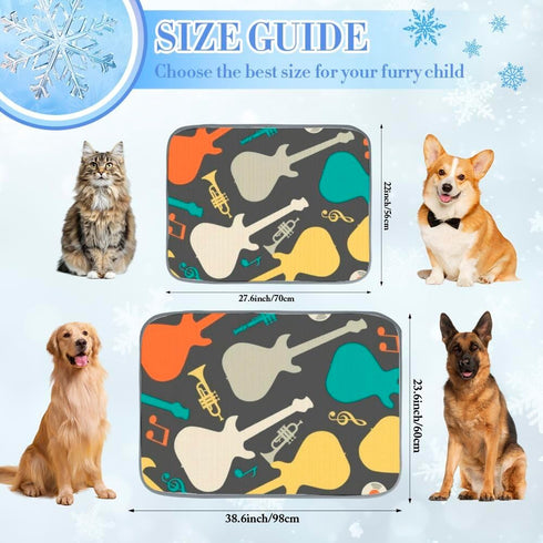 Generic Summer 28" X22" Cooling Pet Mat Ice Silk Dig Cooling Mat Musical Note Prints Dog Bed Washable Pet Pad Mats