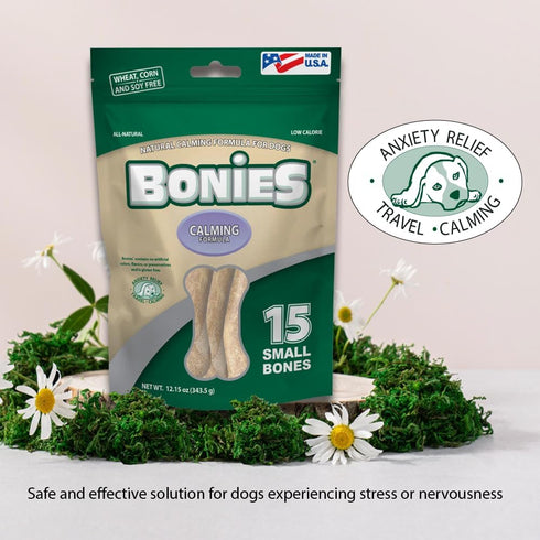 Bonies Natural Calming Formula - Small-Sized Single Bone with Chamomile & Lavender, Helps Anxiety, 15 Bones
