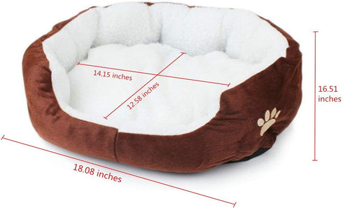 Cute Paw Print Comfortable Pets Dog Cats Nest Mat Pad - Soft Fleece Bed (Coffee)