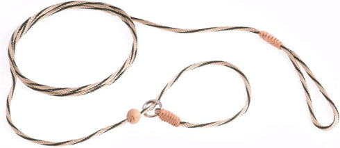 Alvalley Nylon Dog Training Leash with Stopper - Adjustable Nylon Rope Comes with Braided Leather at Ends - Tagua Bead Stopper Slip Lead - Suitable for Walking, and Training