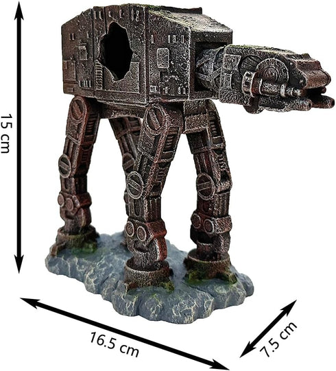 Aquarium at-at Imperial Walker Decorations - Tropical Betta Fish Hideouts, Cave Ornament for Fish Tank