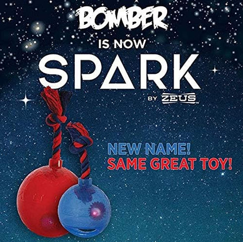 ZEUS Spark Tug Ball with Flashing LED, Large Dog Toy, Blue, 6.7 in, 98086, Orange