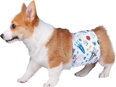 Pet Soft Dog Belly Band, 3 Packs Reusable Male Dog Diapers Wraps, Washable Belly Bands for Male Dogs (Space, XS)