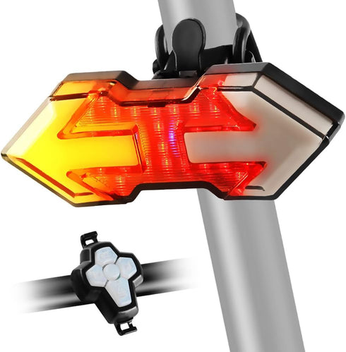USB Rechargeable Bike Tail Light with Turn Signals, 11 Modes Bright LED Rear Light, Waterproof Safety Warning (Pack of