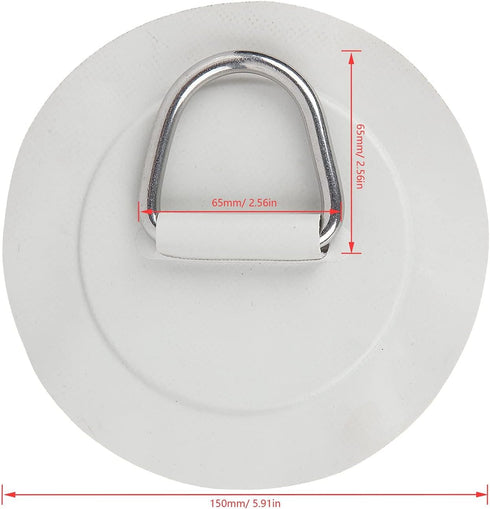 Pissente D Ring Pad, 150mm/6in Surf D Ring Patch, PVC Stainless Steel D Ring Patch for Inflatable Boat, Raft, Kayak,