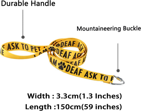 Funny Dog Leash Sleeve I Am Deaf Ask to Pet Me Dog Leash Walking Training Dog Leashes Dog Owner Pet Lover Gift (I Am Deaf Ask to Pet Me-YE)